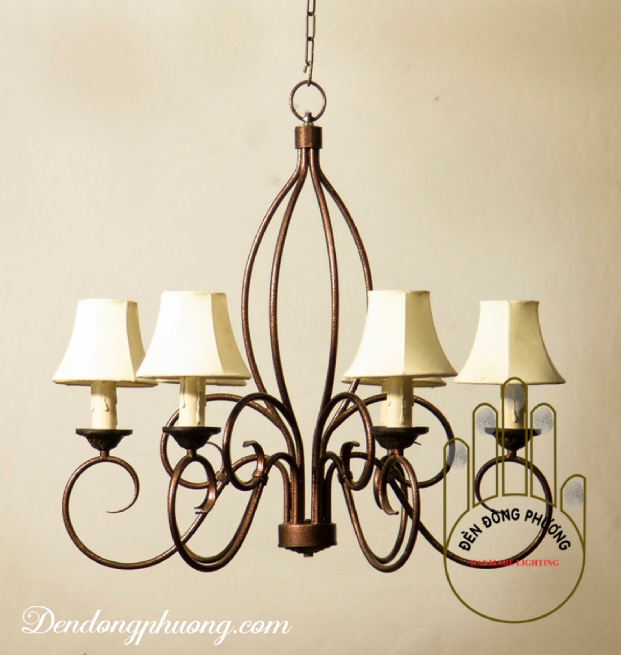 Đèn chùm trang trí chụp vải lượn ddp 1094