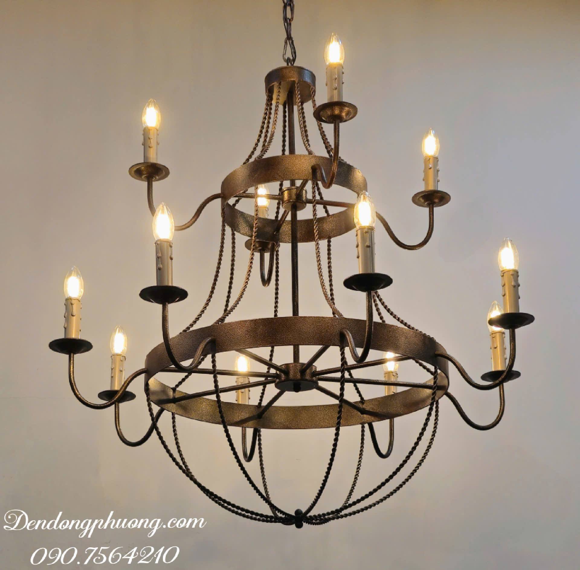 Đèn Chùm 2 Tầng Dây Thừng Vintage DDP 1208